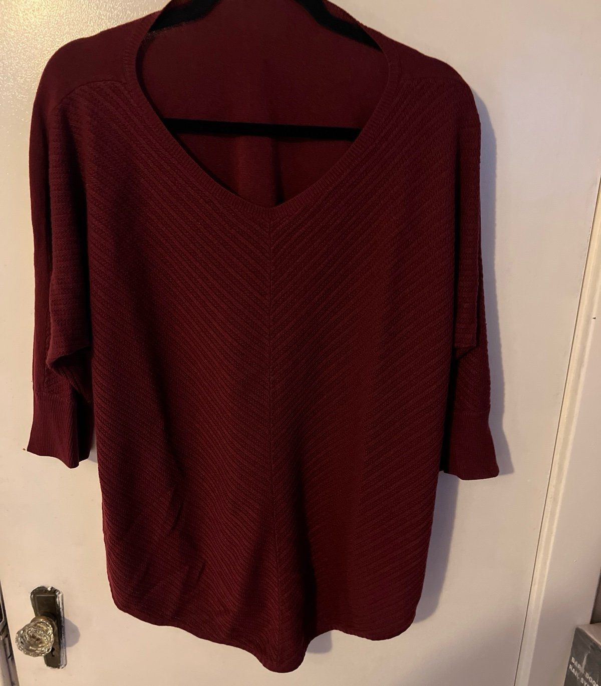 Beautiful Boutique plus 1x 3/4 sleeve burgundy sweater 