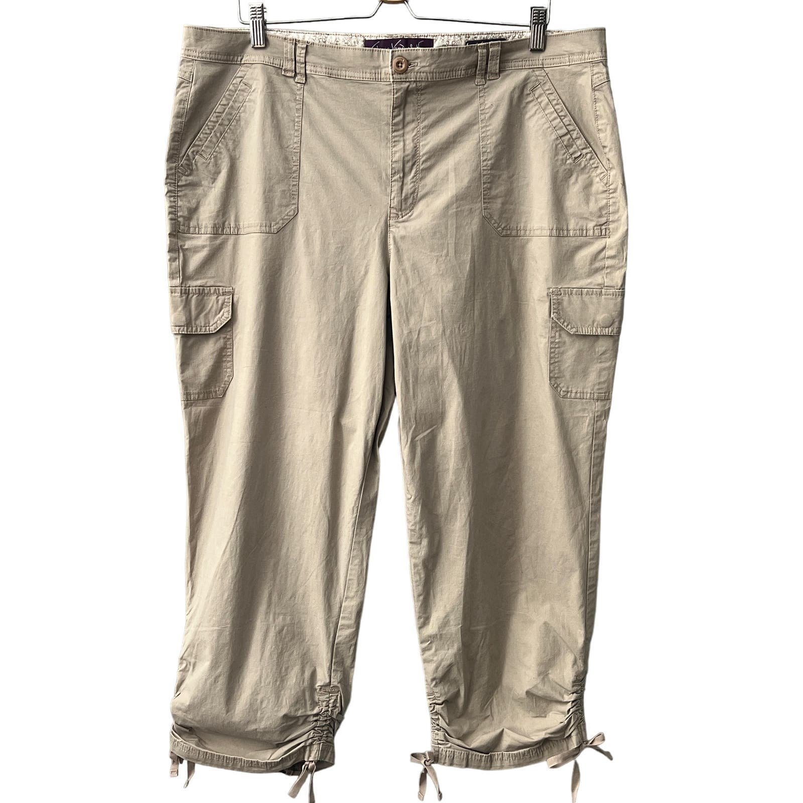 Buy Gloria Vanderbilt Khaki Crop Cargo Pants Size 18 Ta