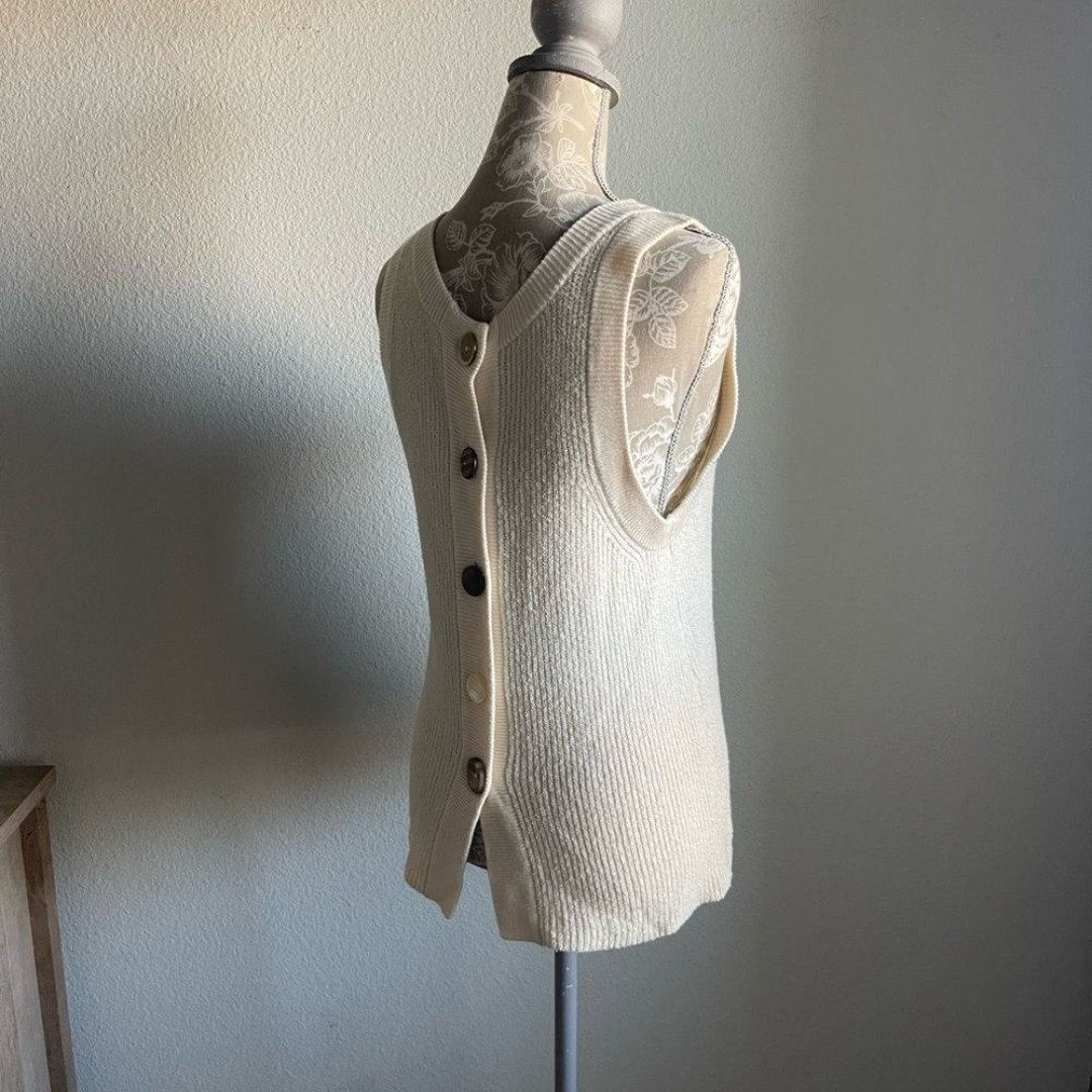 Authentic Anthropologie Moth Sleeveless Knit Button Back Top in Cream IGH0NmAW7 just for you