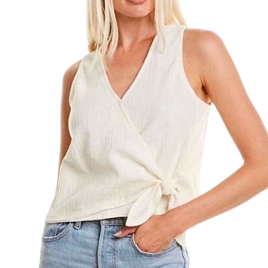 where to buy  Madewell Texture & Thread Wrap Tie Tank Top Ivory Size 2X NCKM0wzJH Online Exclusive