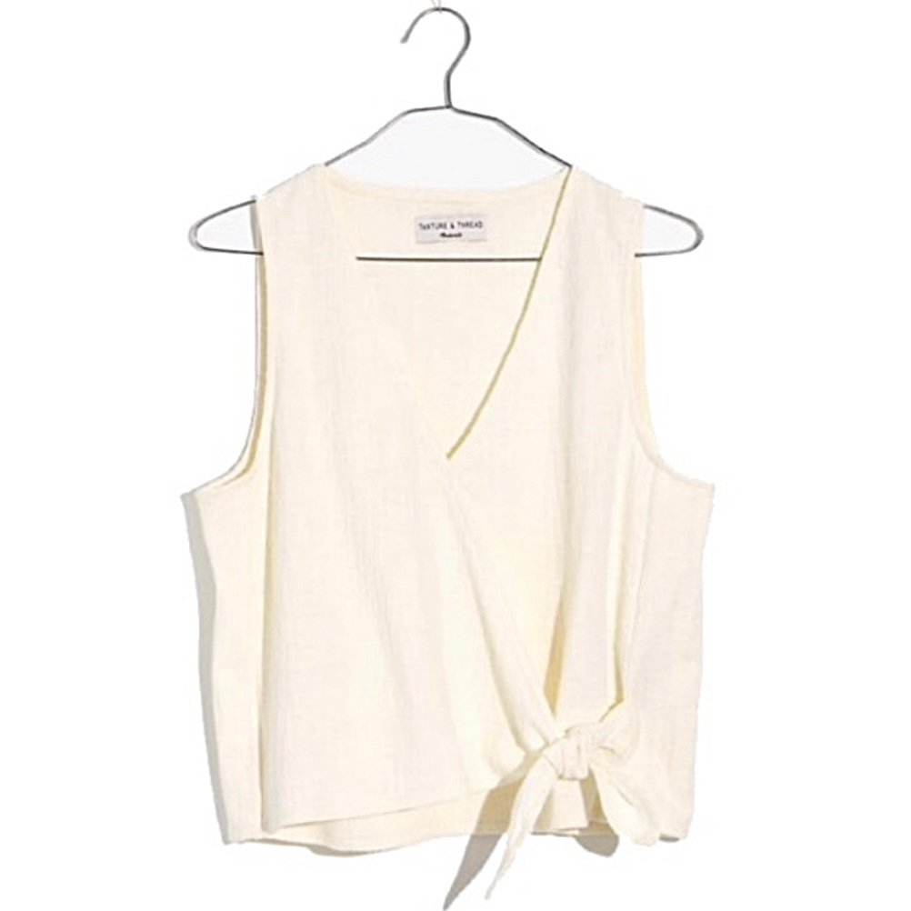 where to buy  Madewell Texture & Thread Wrap Tie Tank Top Ivory Size 2X NCKM0wzJH Online Exclusive