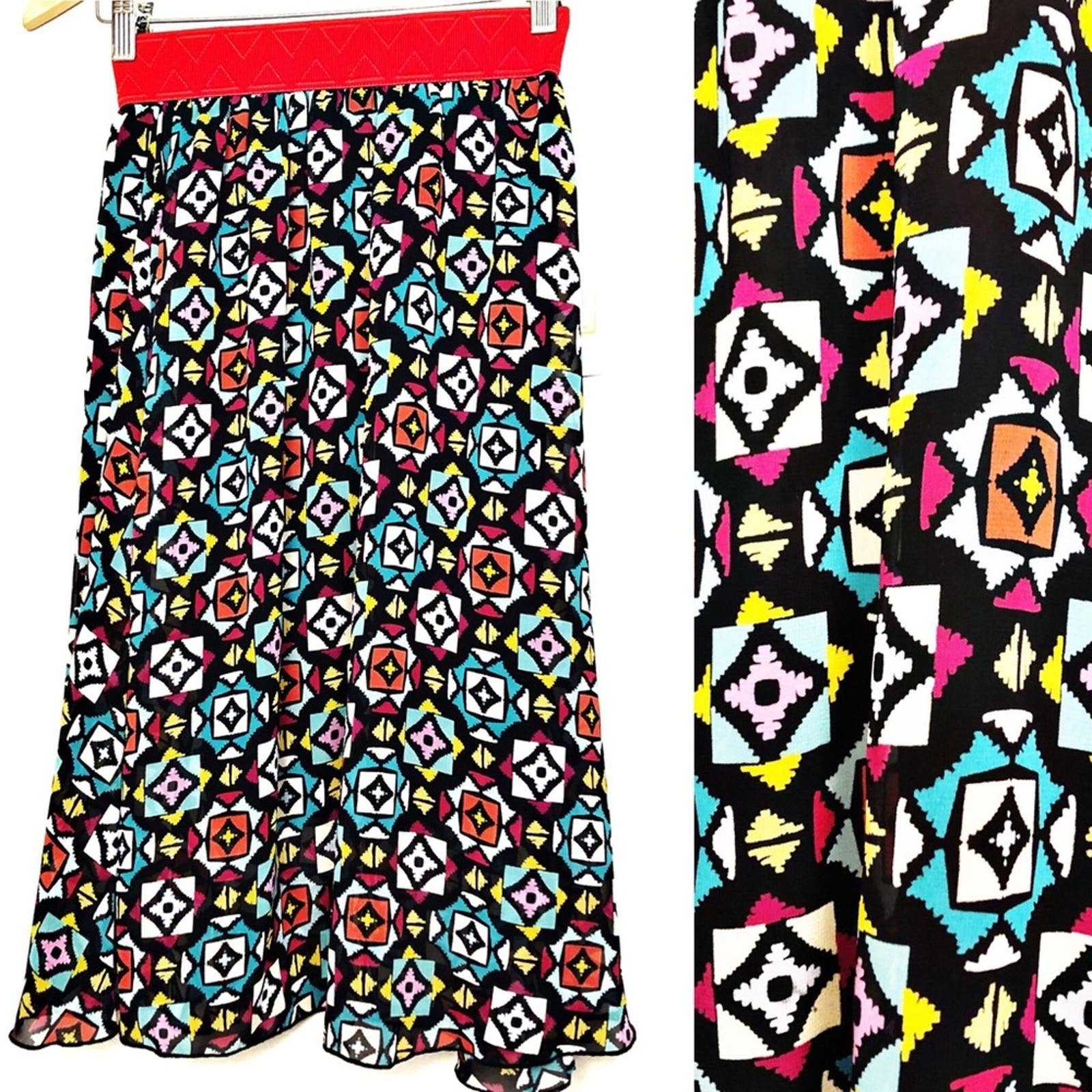 Popular LuLaRoe Lola Colorful Geometric Boho Print Midi Skirt Size XXS NWT lacW8iIuS Online Shop