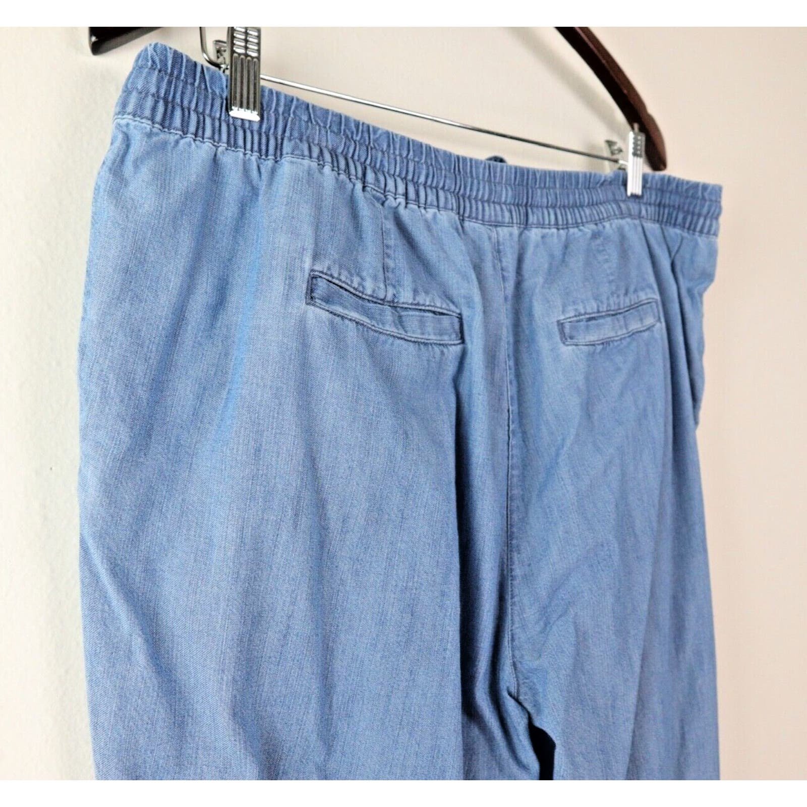 Classic J Jill Size M Chambray Cotton Tencel Easy Pants Slim Leg Blue Pull On Drawstring k5teyGzxL US Sale