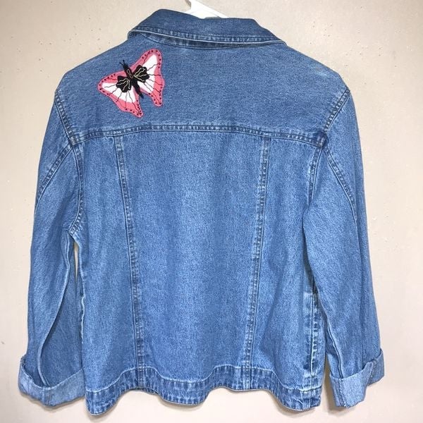 Personality Vintage Y2K embroidered and embellished butterfly denim jacket size small h5VPtv3xw Store Online