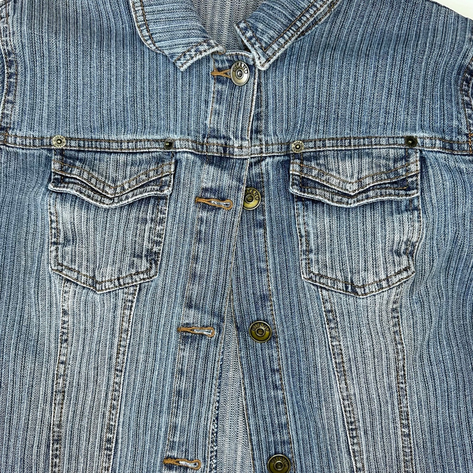Popular Vintage Gitano Jean Jacket Women´s Medium Buttoned Rib Textured Breast Pockets JMMu2Zewz on sale