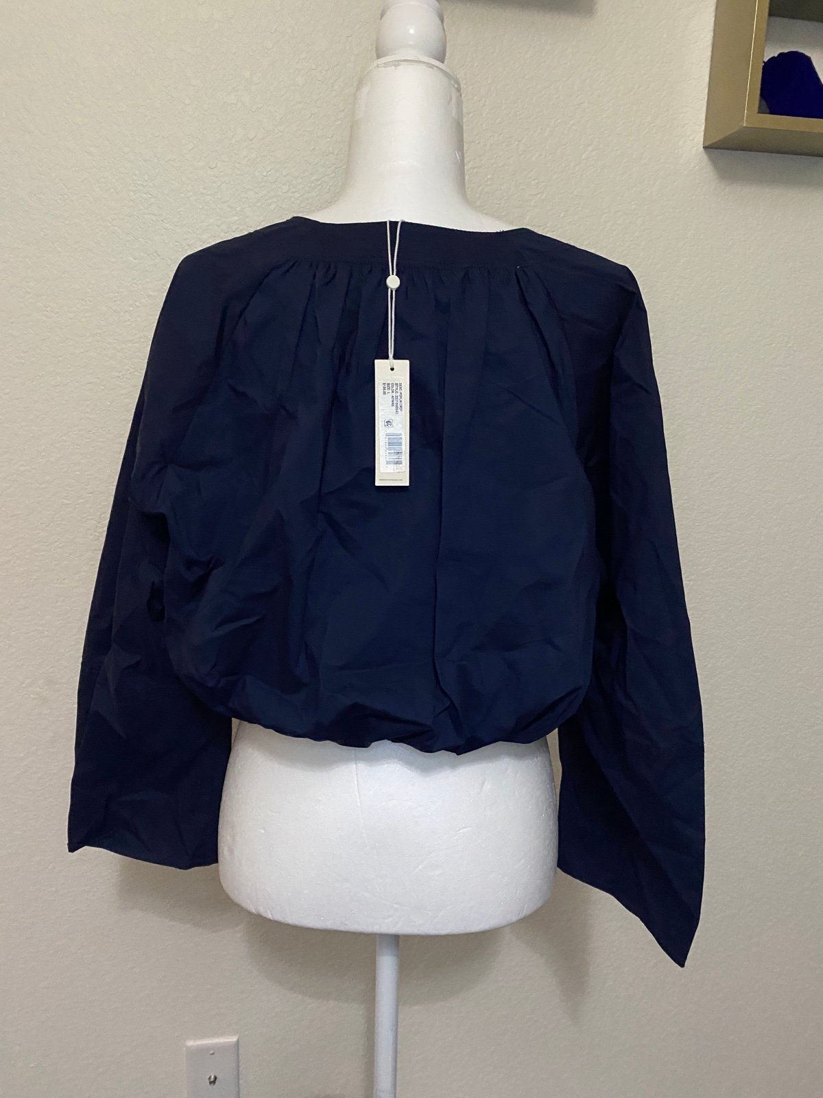 Affordable Rebecca Taylor Navy Blue Poplin Crop Wide Arm Blouse sz Large NWT! jXQzozkMb Counter Genuine 