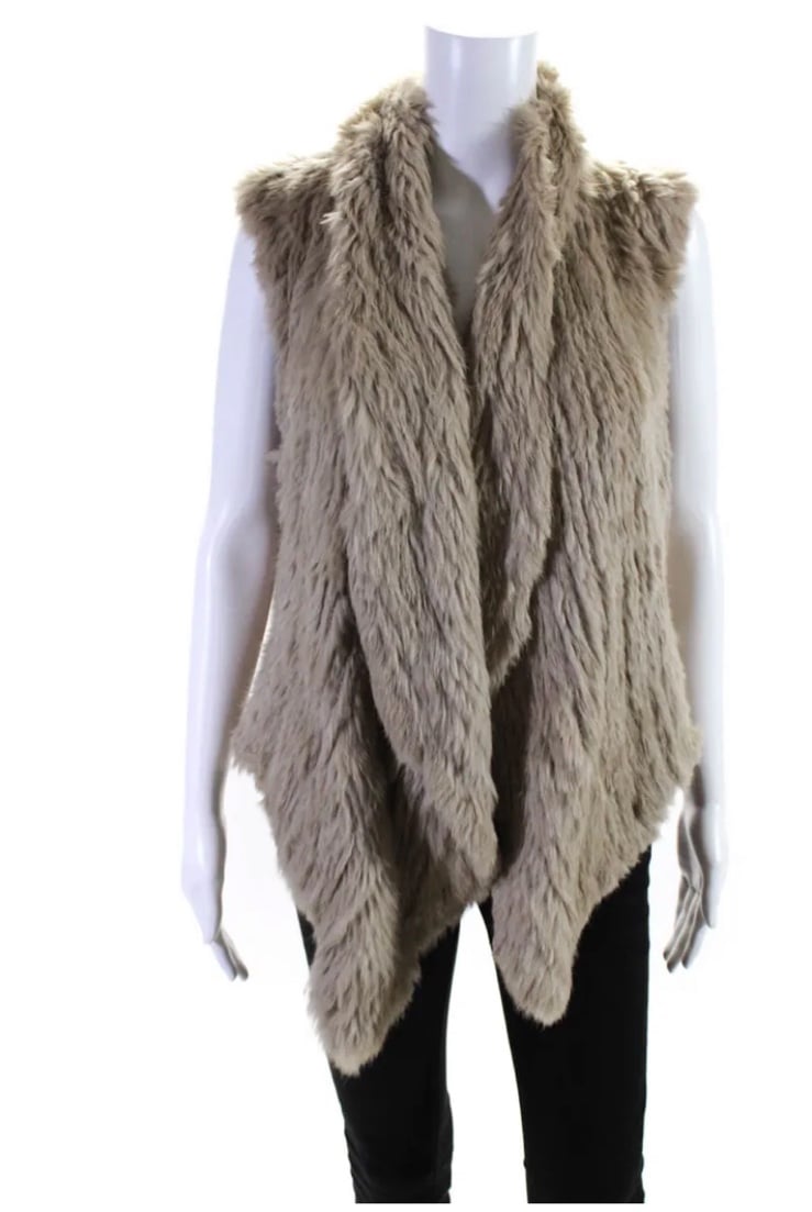 Buy $545 June rabbit  Fur beige light brown Vest gJVi0g
