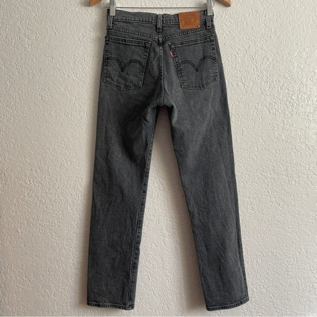 large discount Levi´s Wedgie Straight Black Gray Button Fly Closure Jeans 24 Denim High Rise IHgDI1750 US Sale