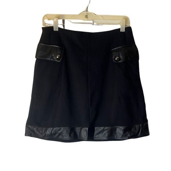 reasonable price Cato Black Mini Skirt Vegan Leather Trim Sz 8 GWNKCL99L Fashion