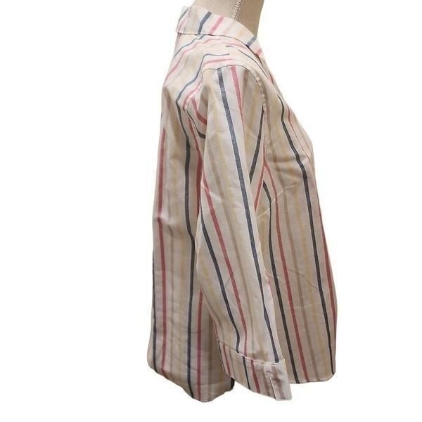 large discount Chico´s Women´s Multicolor Summertime Stripes Cotton Linen Shirt Size 1 or Mediu NM7GZtUrk Wholesale