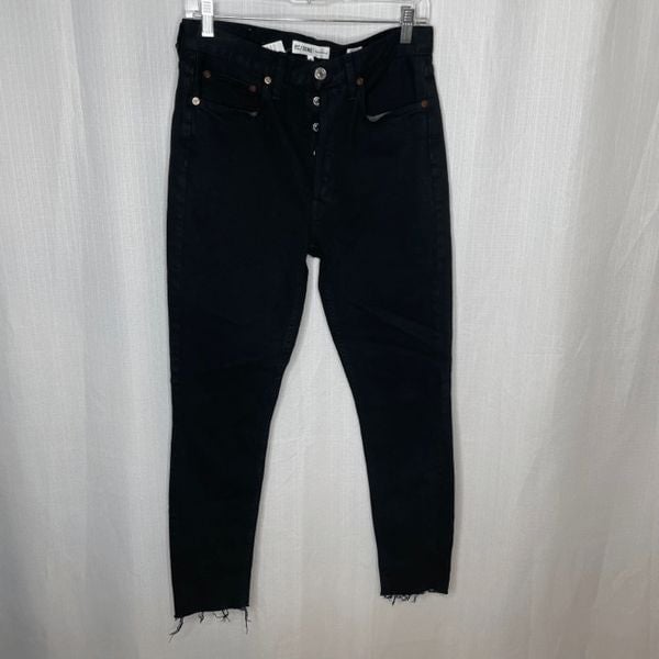 Authentic Re/Done Black High Rise Ankle Crop Stretch Je