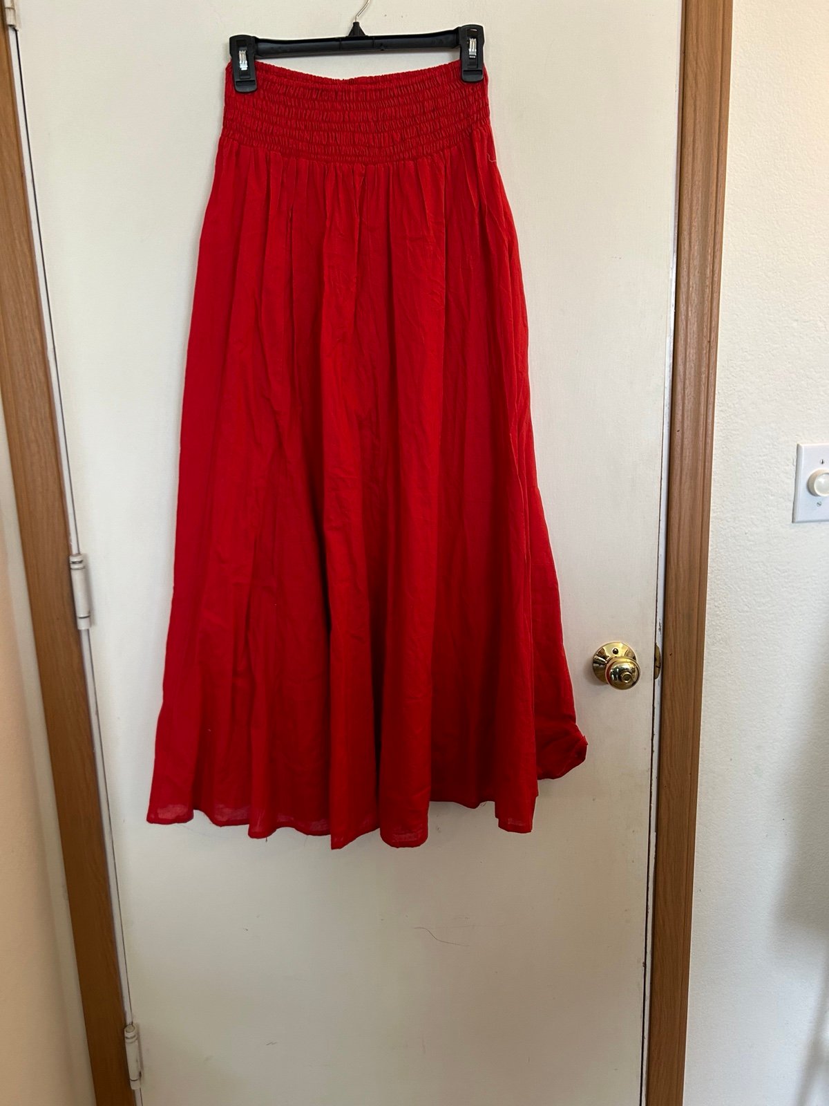 reasonable price NWT 100% Cotton Red stretch waist pull on maxi skirt pHUaPXZG5 hot sale