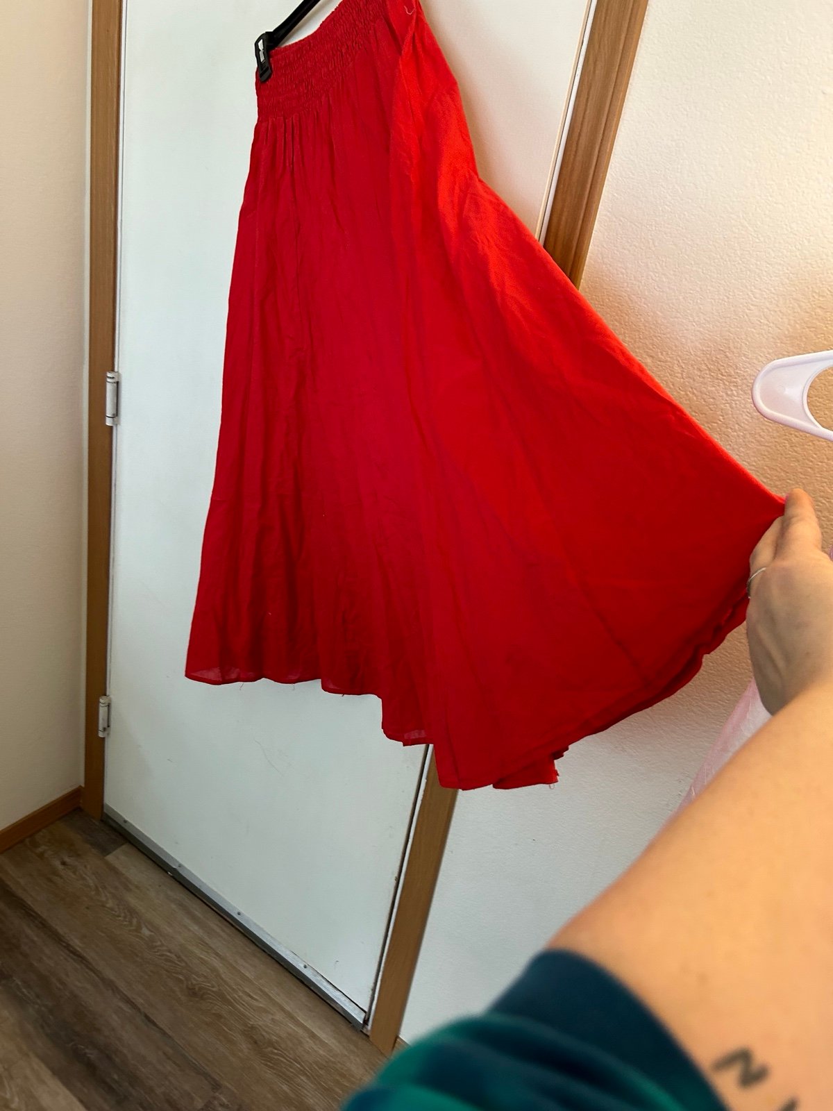 reasonable price NWT 100% Cotton Red stretch waist pull on maxi skirt pHUaPXZG5 hot sale