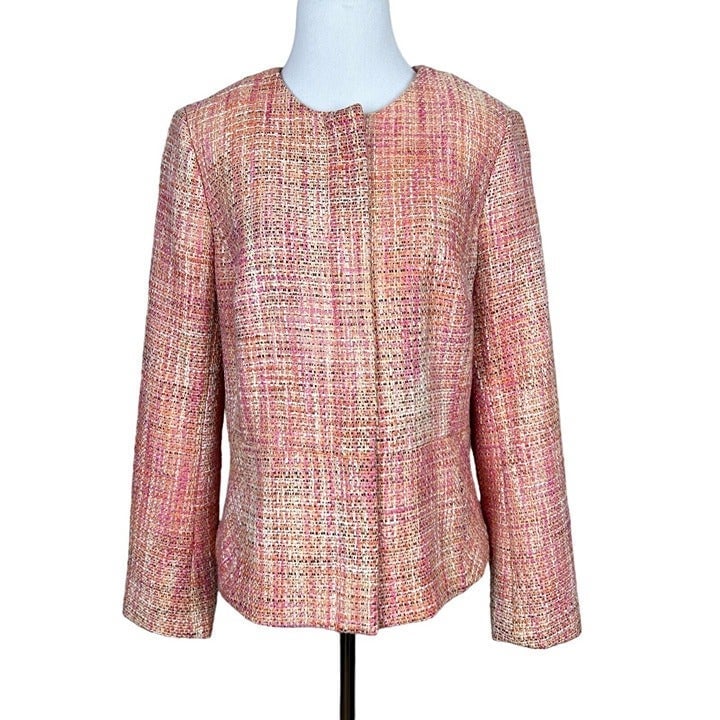 High quality Talbots Tweed Blazer Jacket Women 10 Pink 