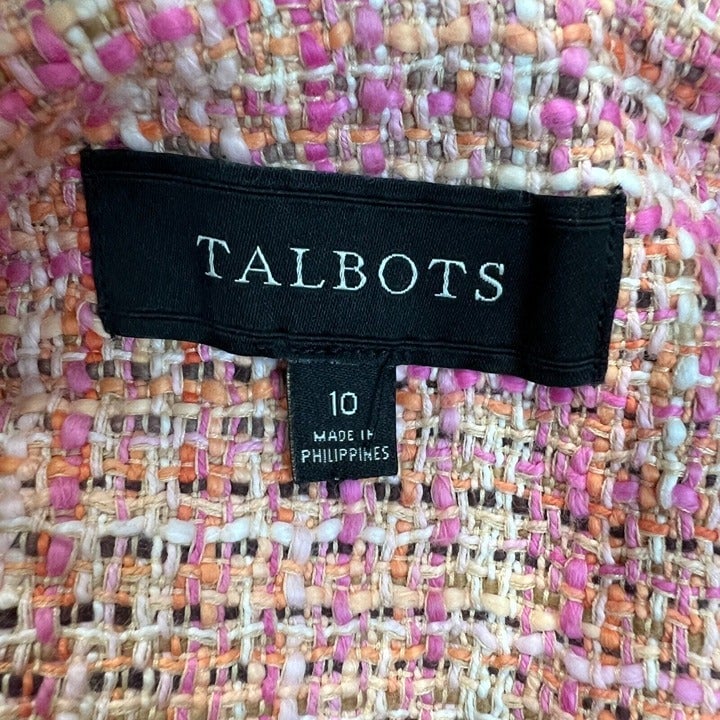 High quality Talbots Tweed Blazer Jacket Women 10 Pink Orange Full Zip Career Office Workwear fuNoez6zW Cheap
