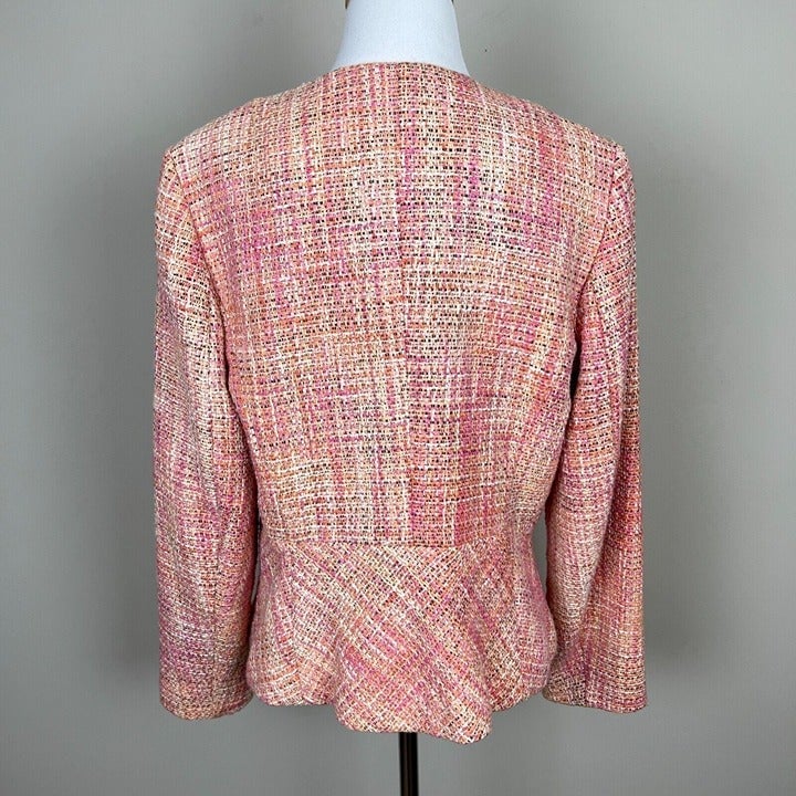 High quality Talbots Tweed Blazer Jacket Women 10 Pink Orange Full Zip Career Office Workwear fuNoez6zW Cheap