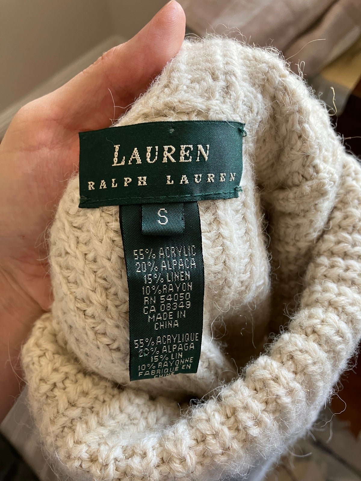 reasonable price Lauren Ralph Lauren Alpaca Linen Knit chunky Turtleneck Sweater Ivory size small kCAMHr66b Novel 