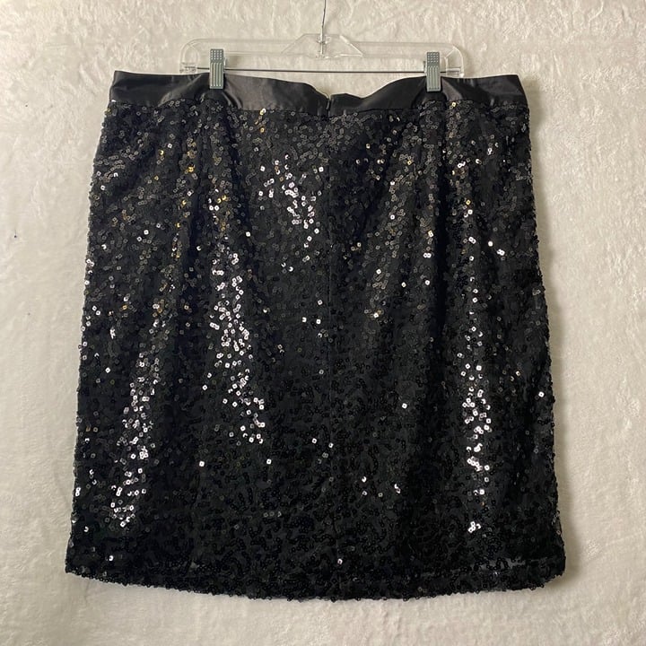 Nice Lane Bryant All Over Sequin Skirt Women Size 24 Straight Black Back Zip Party lVgWffW3l no tax