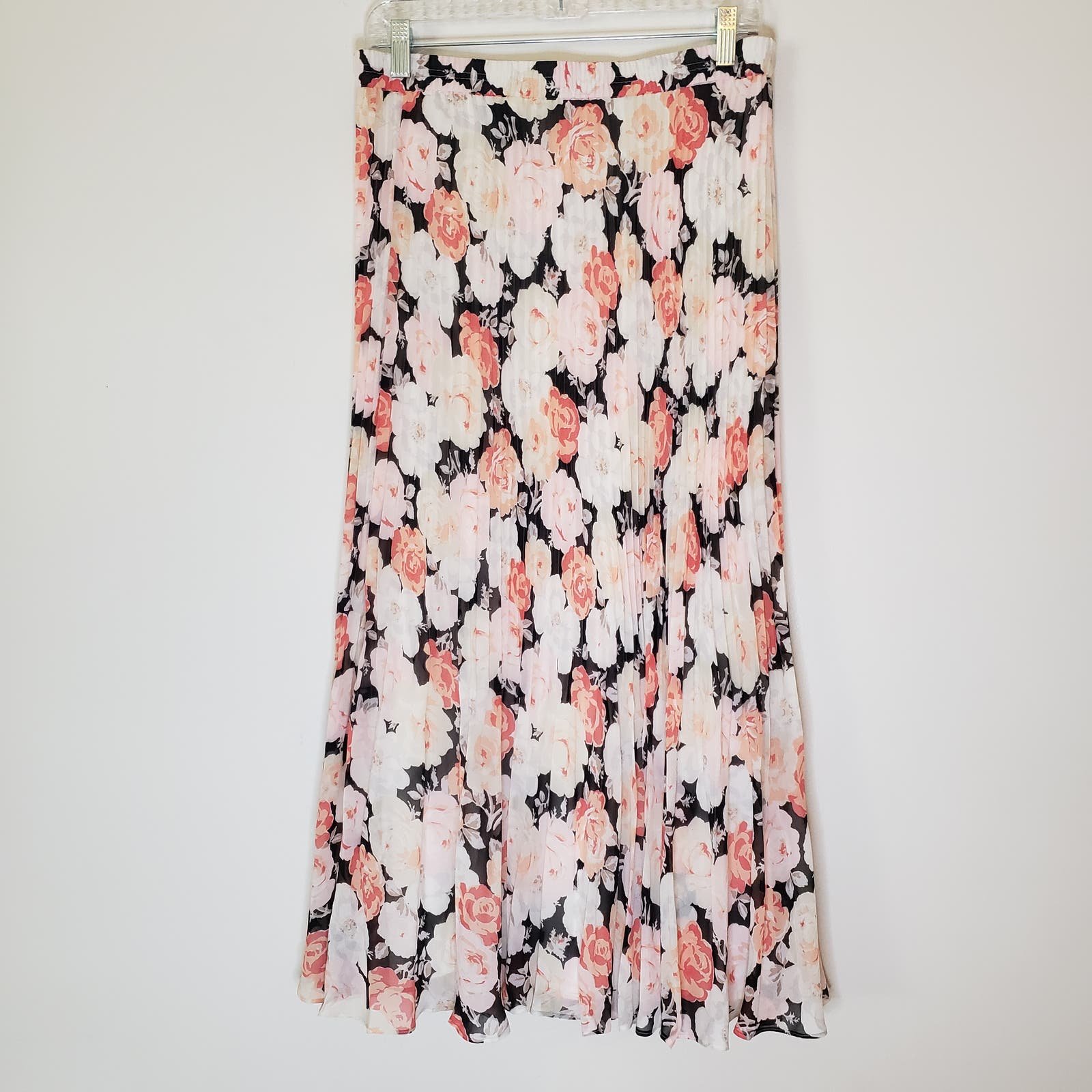 Affordable NWOT Chaps Floral Pleated Maxi Skirt Double Layer Lightweight Size Medium K1LYzo2vj just for you