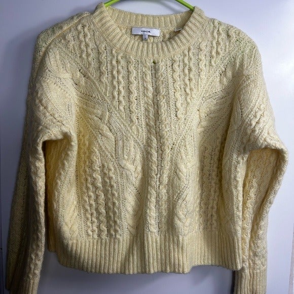 good price VINCE Open Cable Knit Wool & Cashmere Blend Sweater In Sun Creme l7yoPfNDw for sale