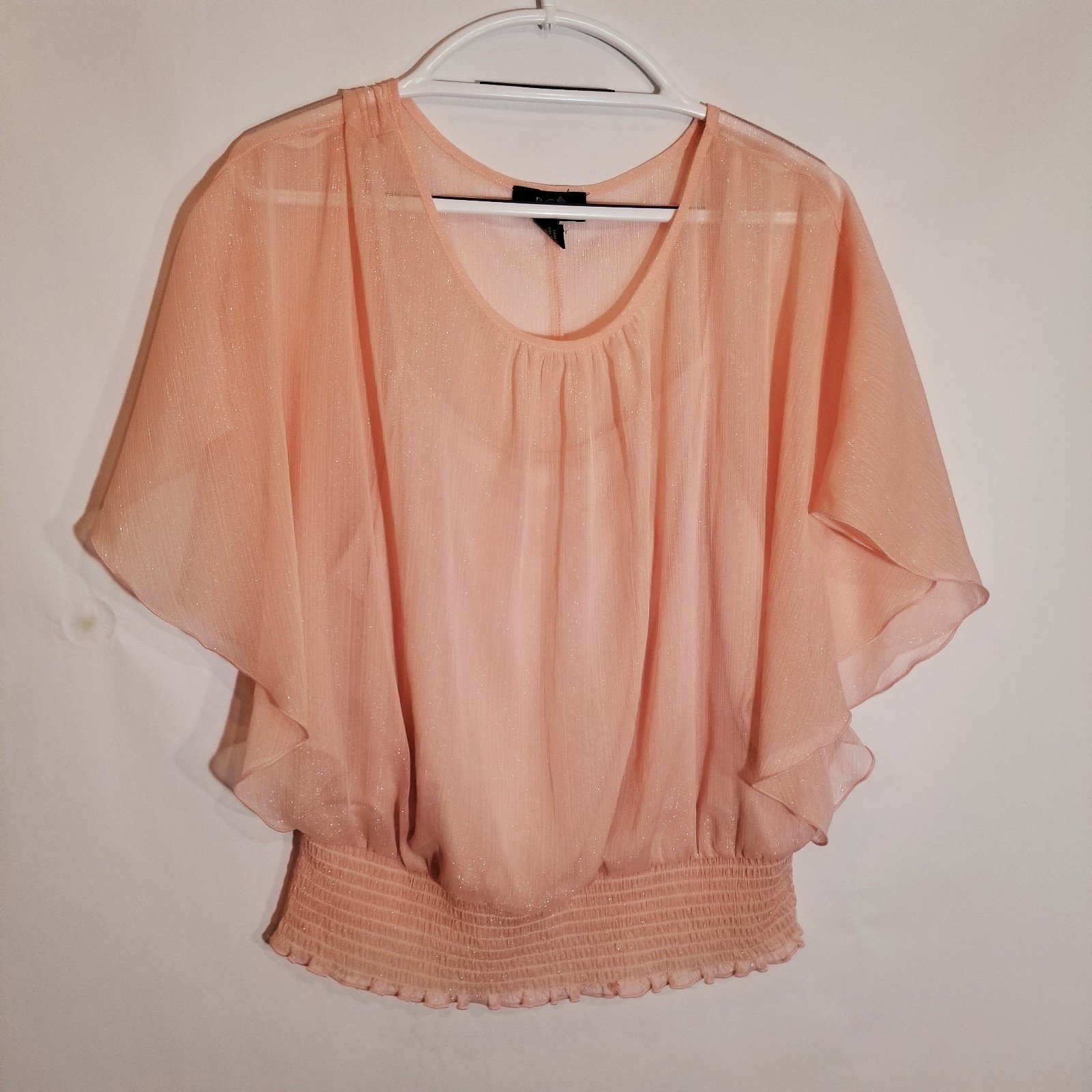 where to buy  BCX Top Womens XL Pink Sheer Sparkles Ove