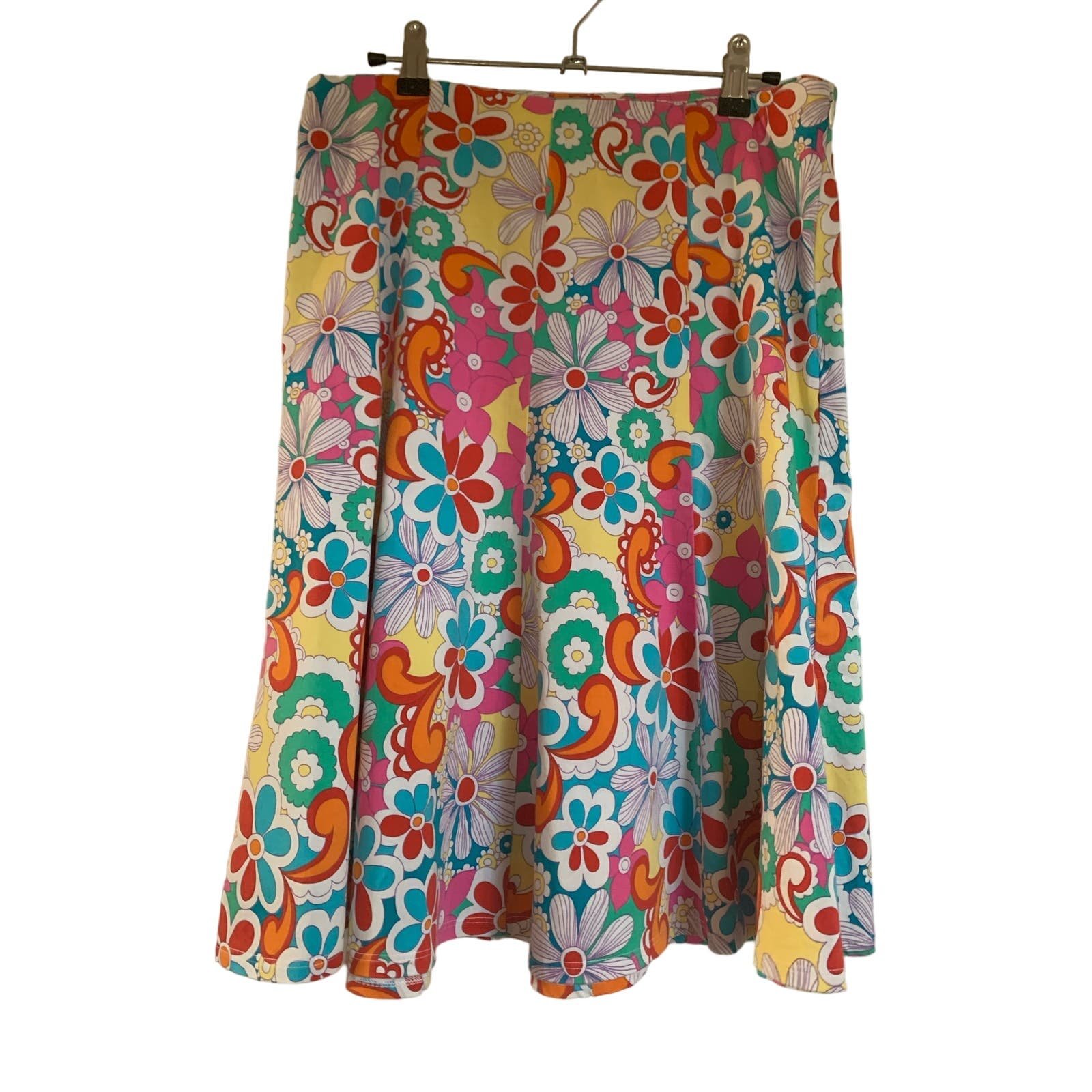 Buy Lily Vintage Floral Medium Knee Length Zip Side Bright Color Retro 70´s Skirt nCXXPjziS Hot Sale