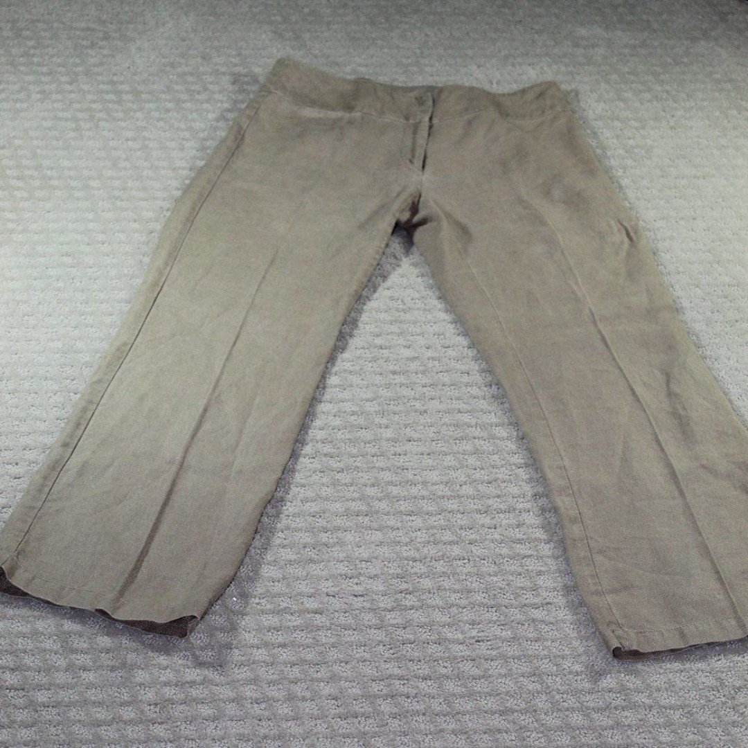 Comfortable Eileen Fisher Light Brown 100% Linen Pants 