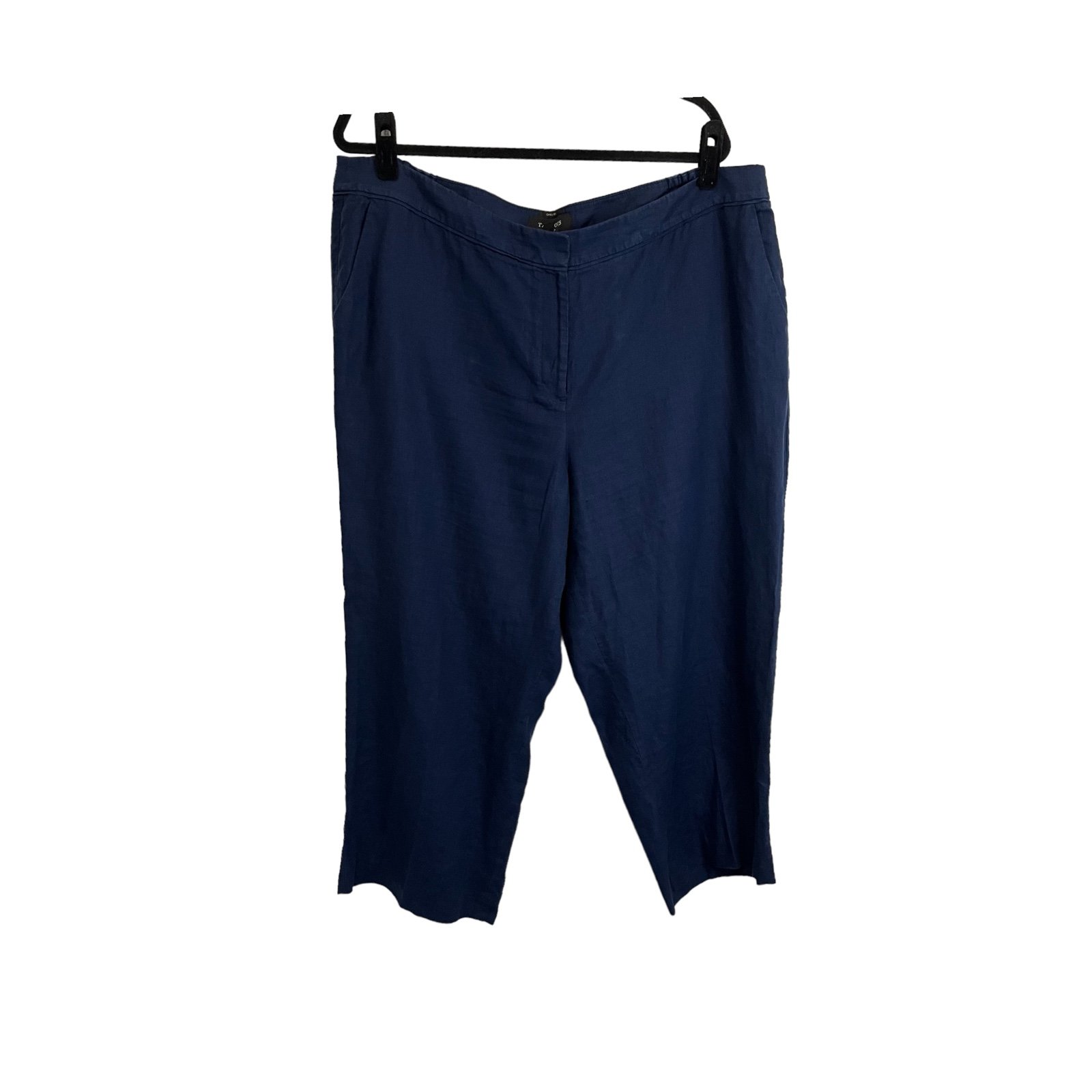 large selection Talbots Womens Linen Crop Pants Size 20W Petite White High Rise Chelsea Blue gqmecuU3K on sale