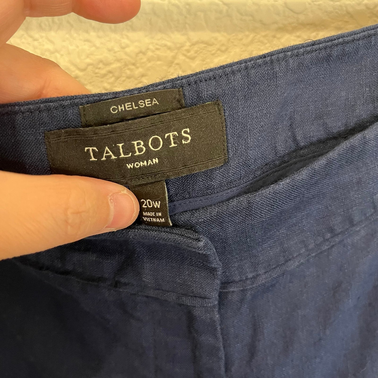 large selection Talbots Womens Linen Crop Pants Size 20W Petite White High Rise Chelsea Blue gqmecuU3K on sale
