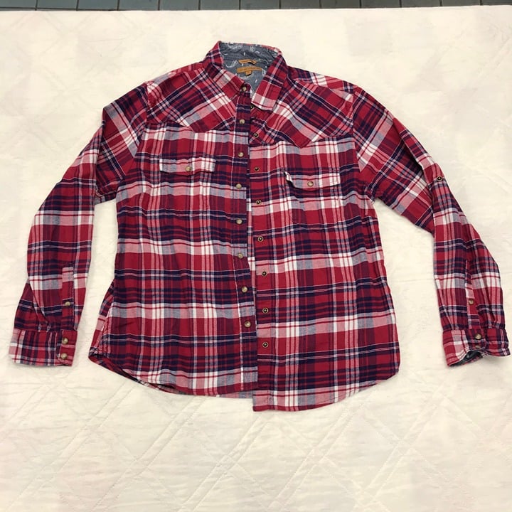 cheapest place to buy  Jacks Girlfriend snap up long sleeve plaid flannel shirt large Lhqs3FtNc for sale