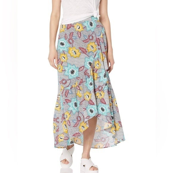 The Best Seller BCBGeneration Multicolored Elastic Waist Faux Wrap Floral Print Skirt nVNehFqxD Outlet Store