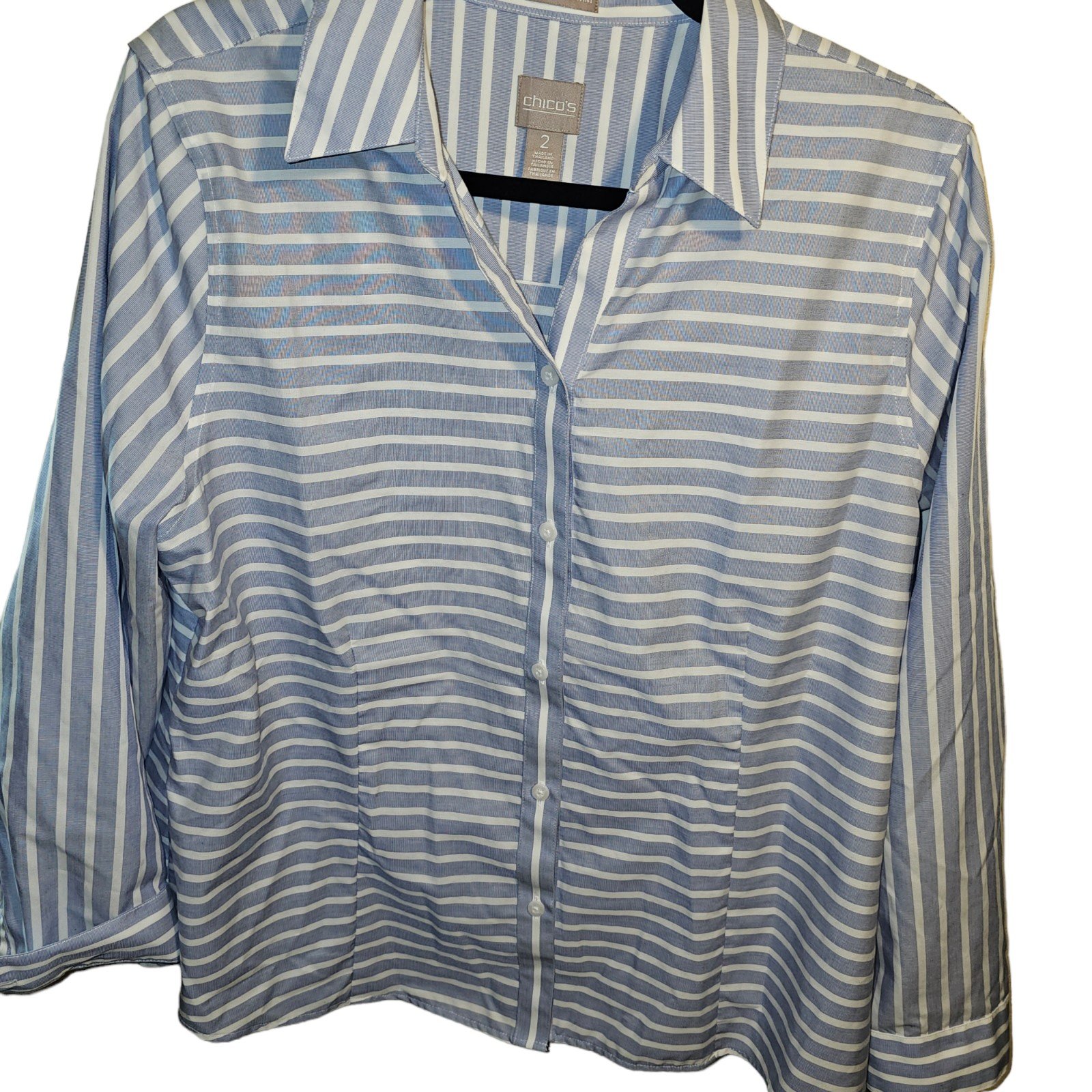 good price Chicos sz. Large blue/white stripe blouse N8