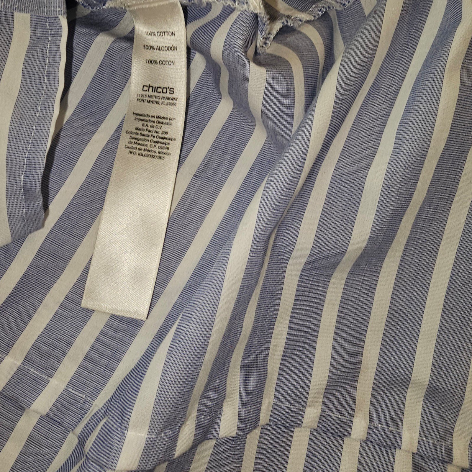 good price Chicos sz. Large blue/white stripe blouse N8FdtcWte best sale