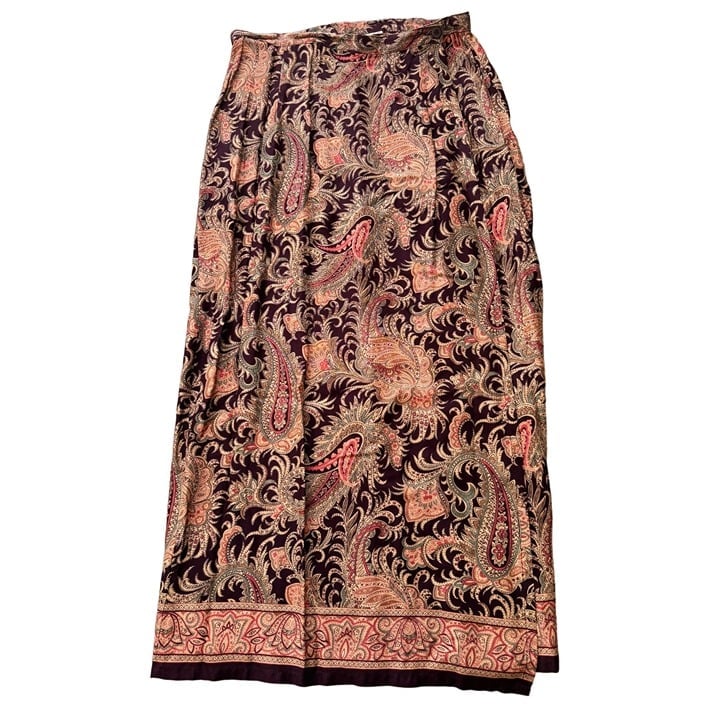 save up to 70% VINTAGE BROWN PAISLEY WRAP MAXI SKIRT SI